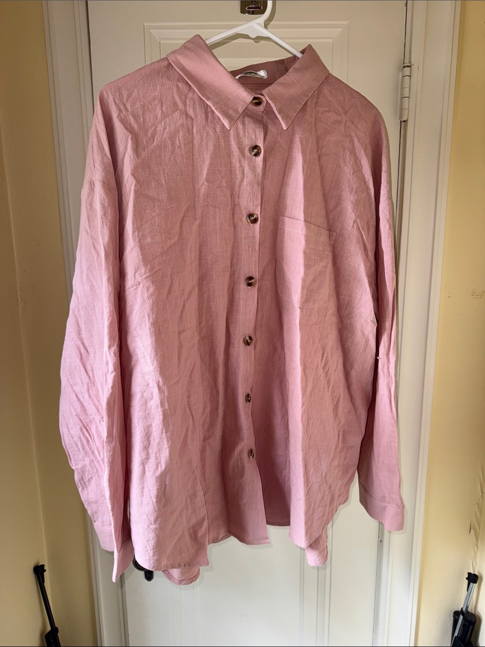 zeagoo Light Pink Button-Down Oversized Shirt
